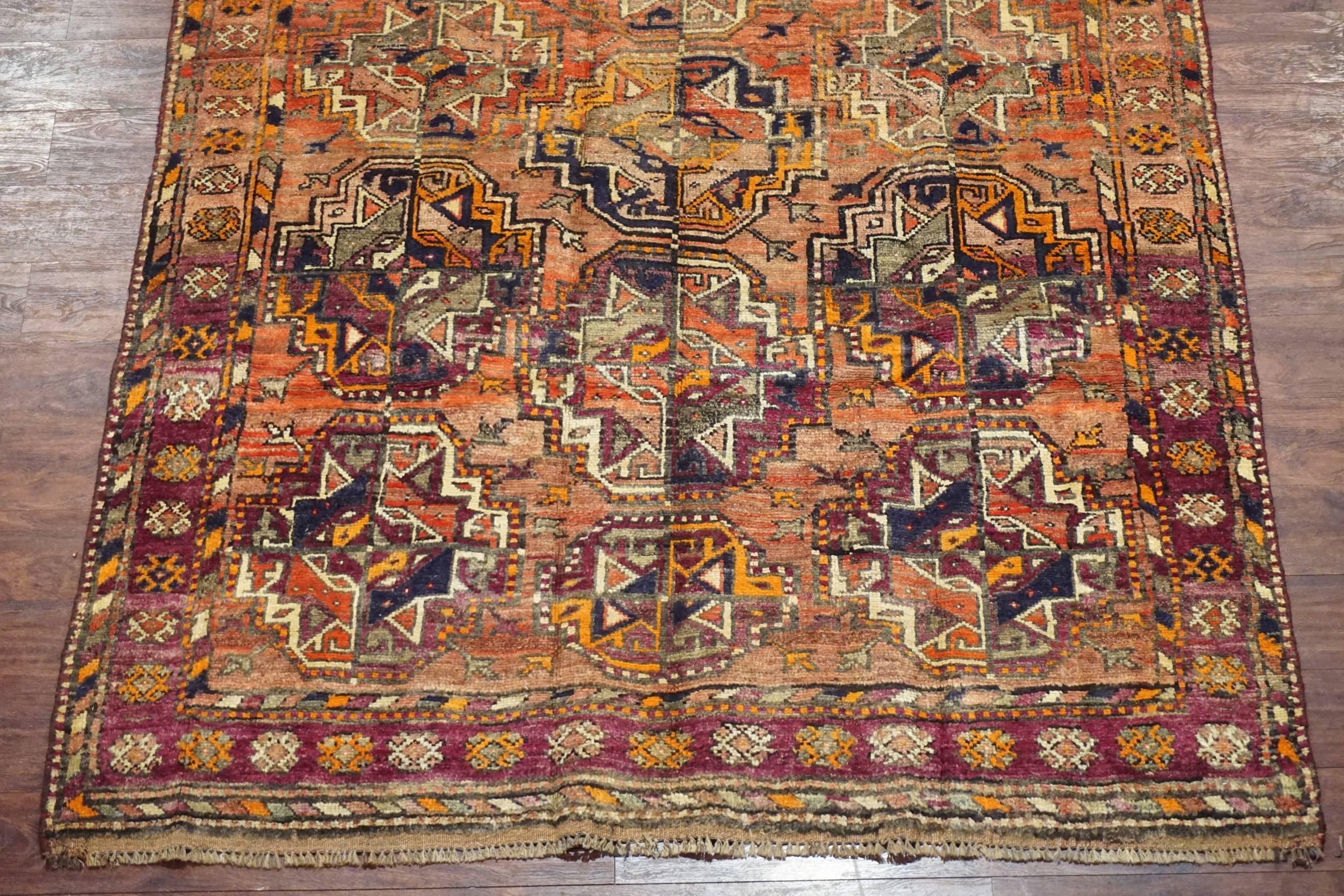 Antique Persian Tribal Bukhara Turkoman Rug with Abrash, circa 1900 In Good Condition For Sale In Northridge, CA