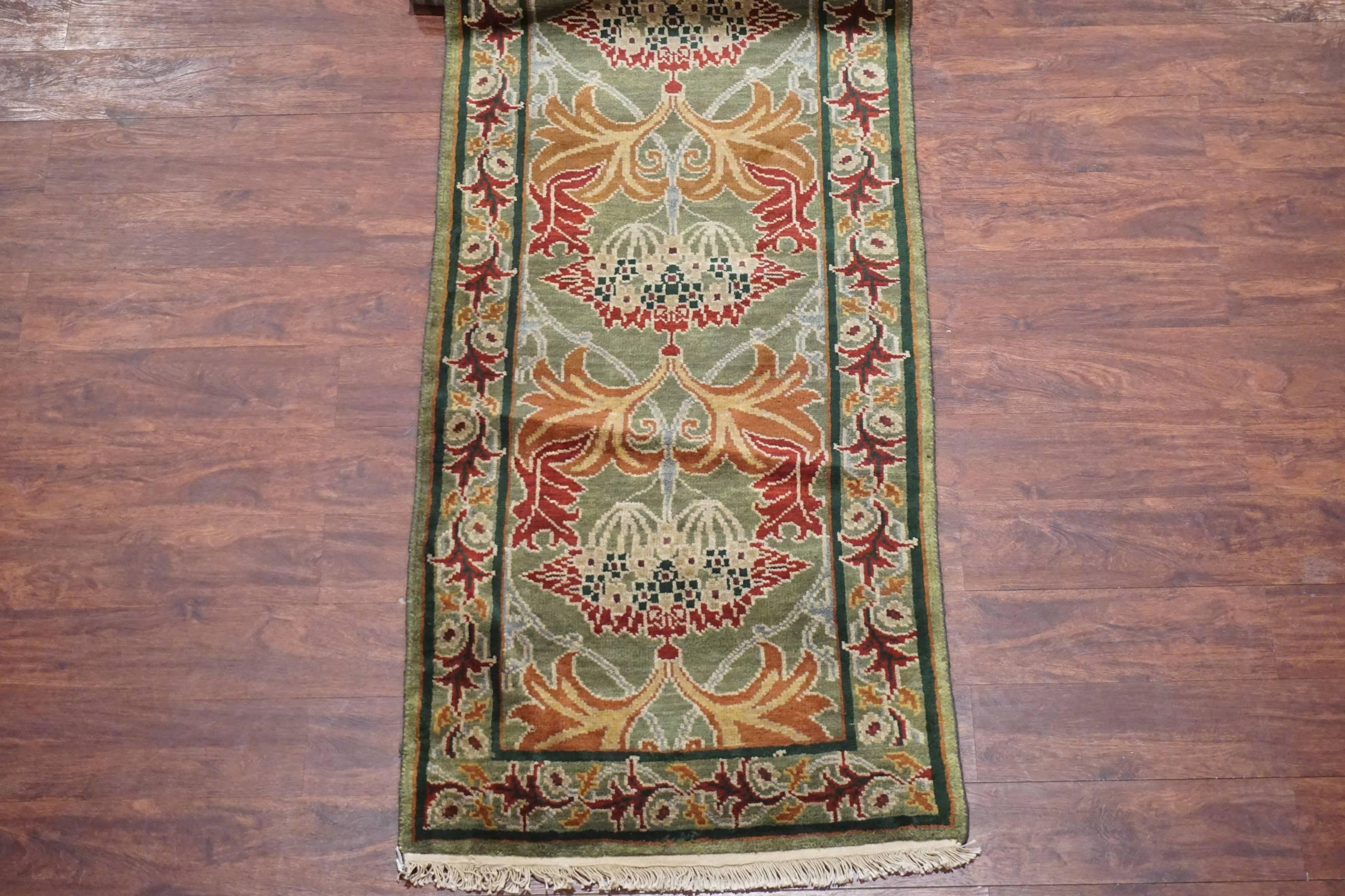 Indian Green William Morris Arts & Crafts Runner For Sale