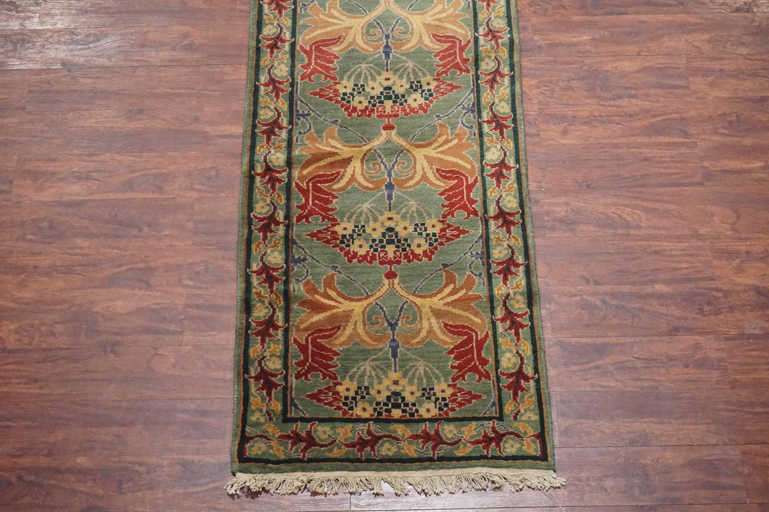 Indian William Morris Art & Craft Hand-Knotted Runner, circa 1990 For Sale