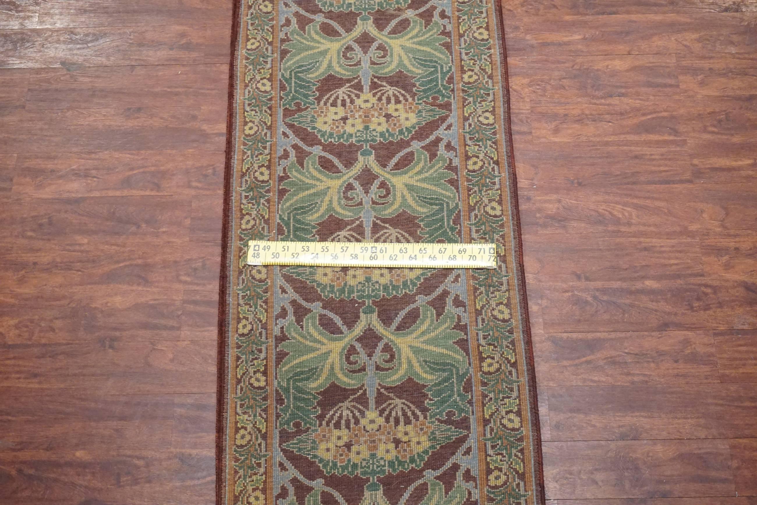 Hand-Knotted Art & Craft William Morris Burgundy Runner, circa 1990 For Sale