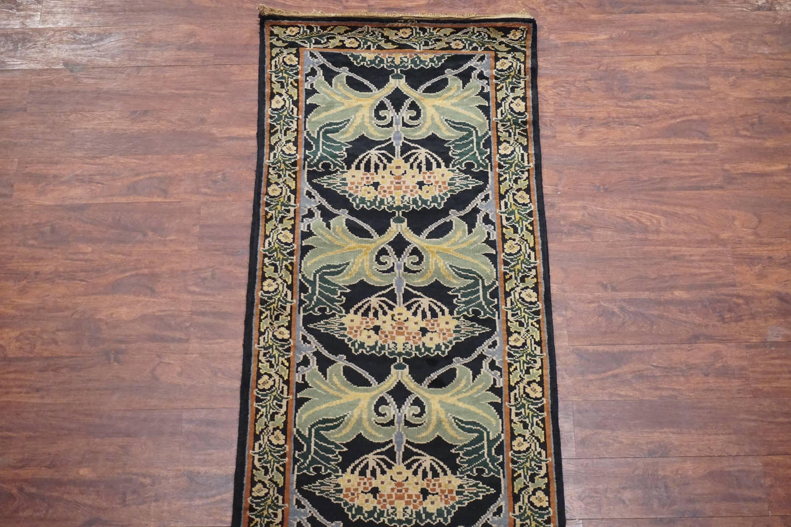 Arts and Crafts Black William Morris Art & Craft Runner For Sale