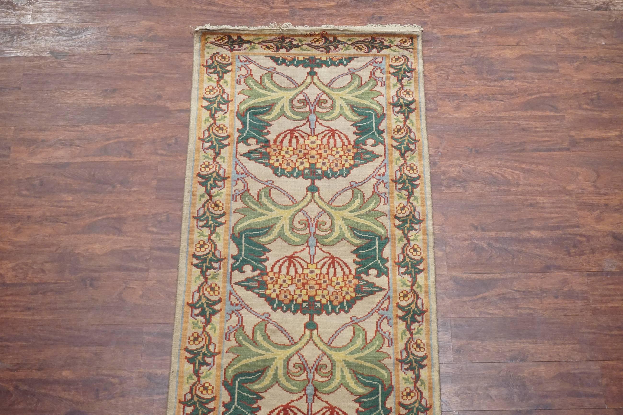 Arts and Crafts William Morris Hand-Knotted Arts & Crafts Runner For Sale