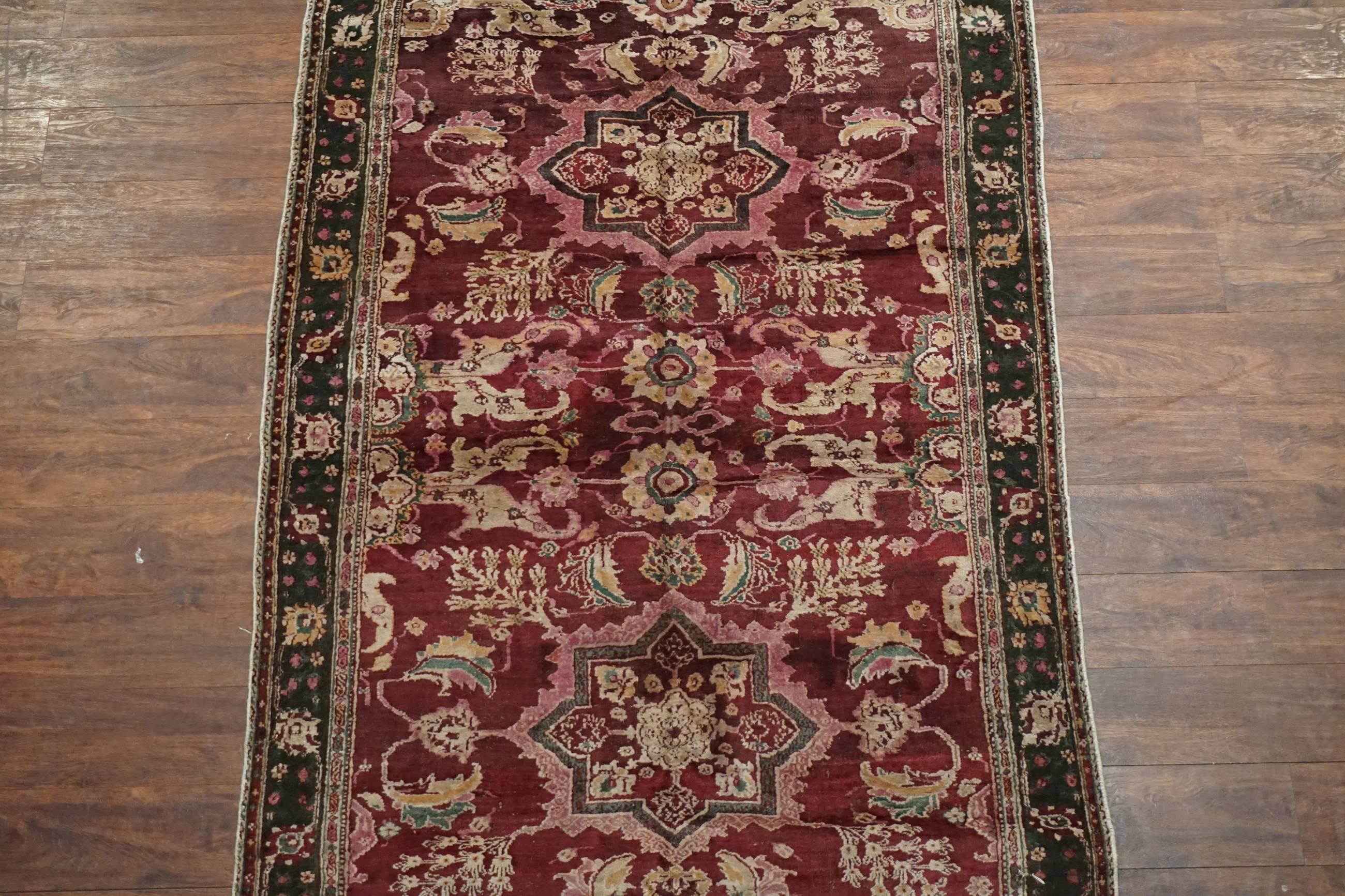 Hand-Knotted Antique Indian Agra Rug, circa 1900 For Sale