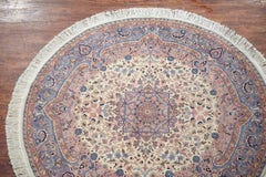 Round Ivory Persian Tabriz Area Rug