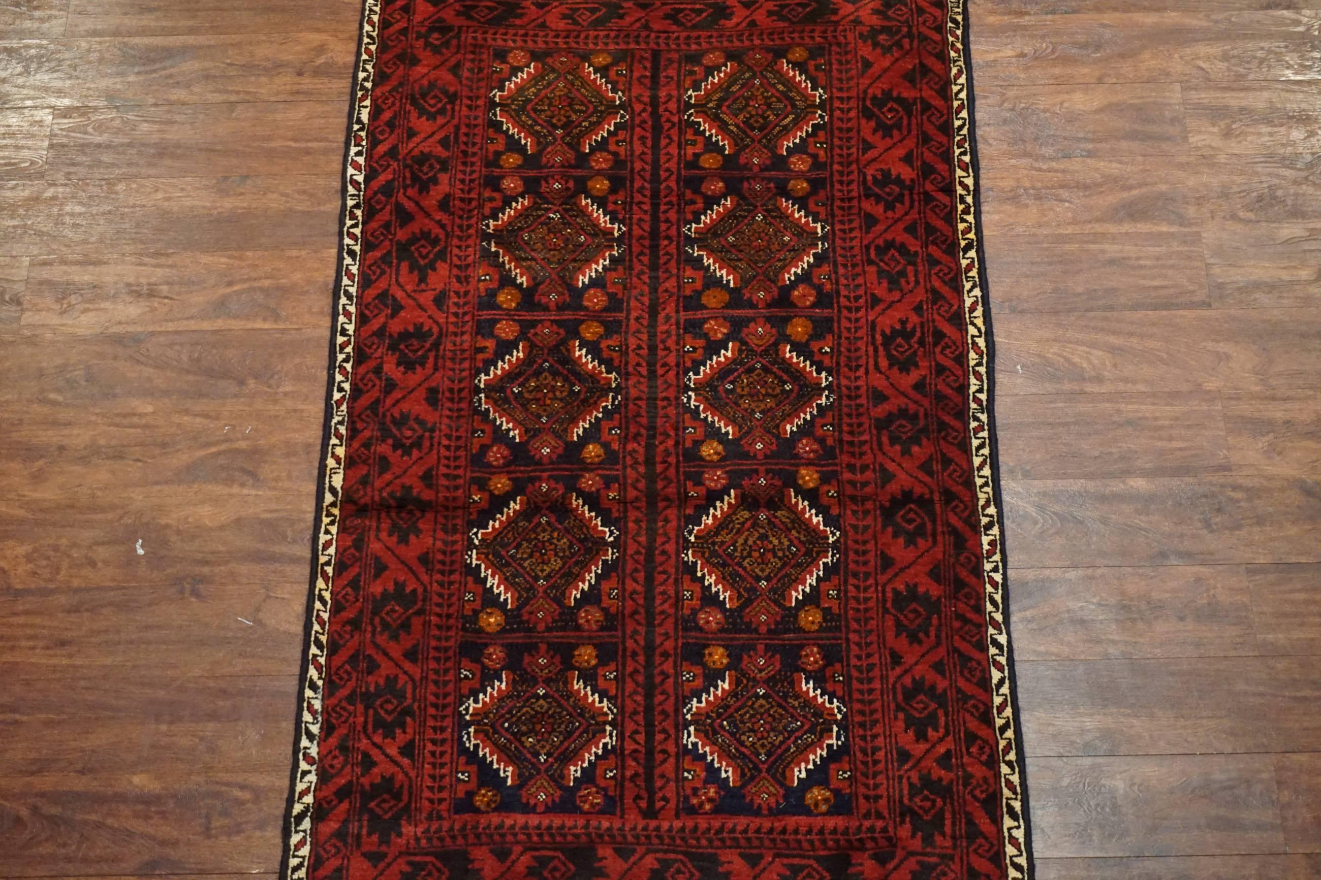 Vintage Persian Baluchi area rug, circa 1940

Measures: 3' 3