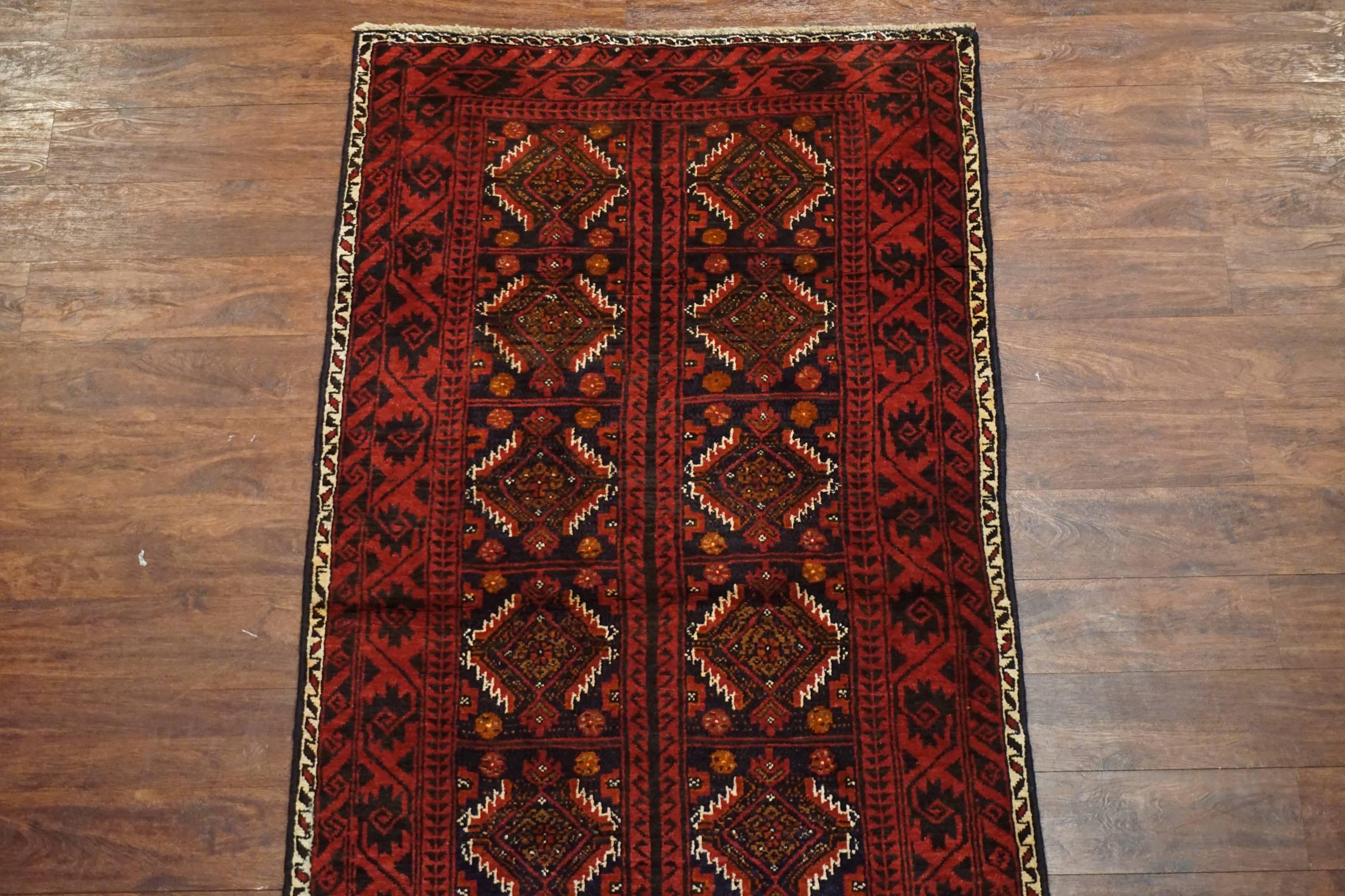 Hand-Knotted Vintage Persian Baluchi Area Rug, circa 1940 For Sale