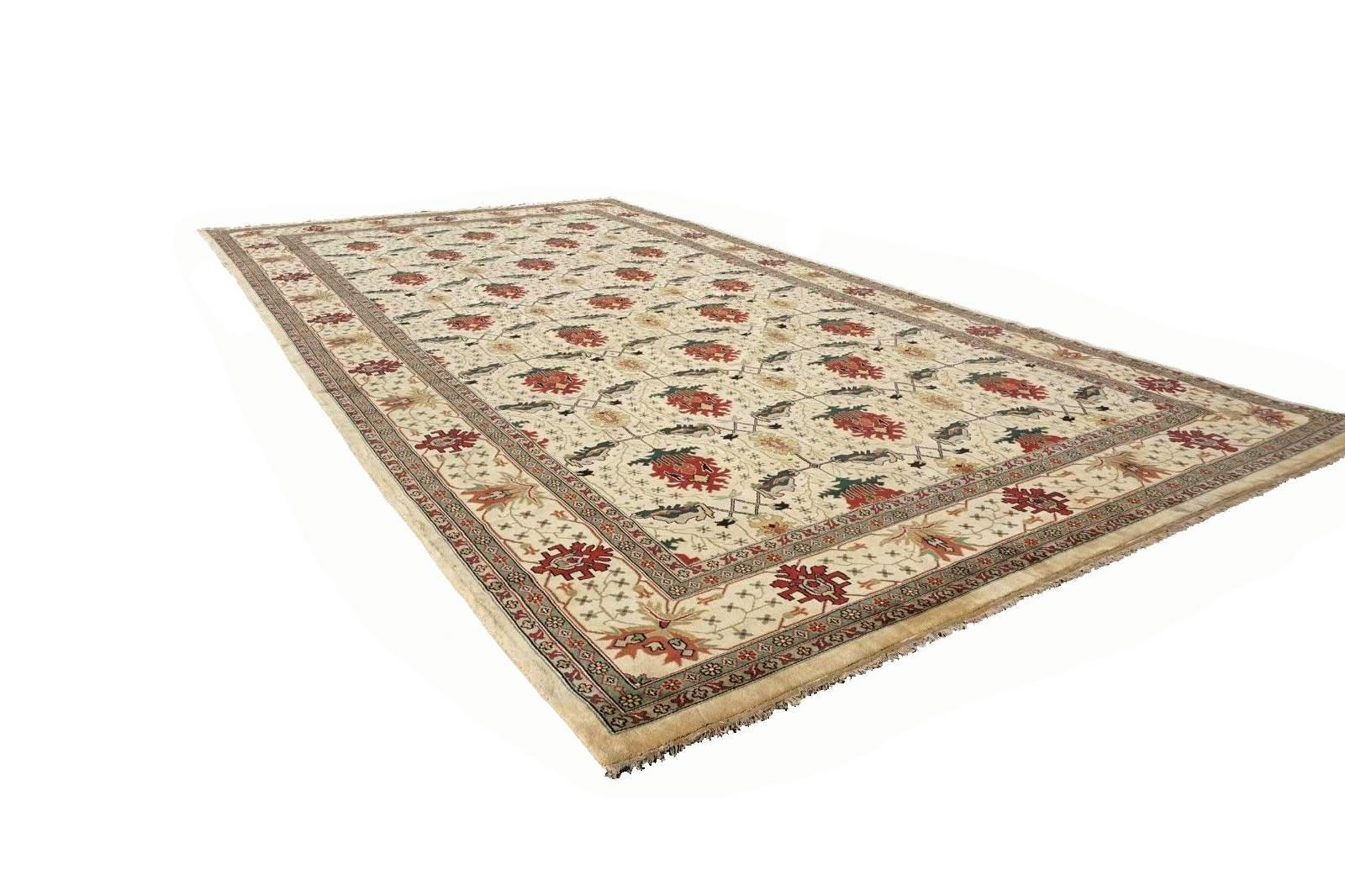 Arts and Crafts Art & Craft Hand-Knotted Wool Area Rug For Sale