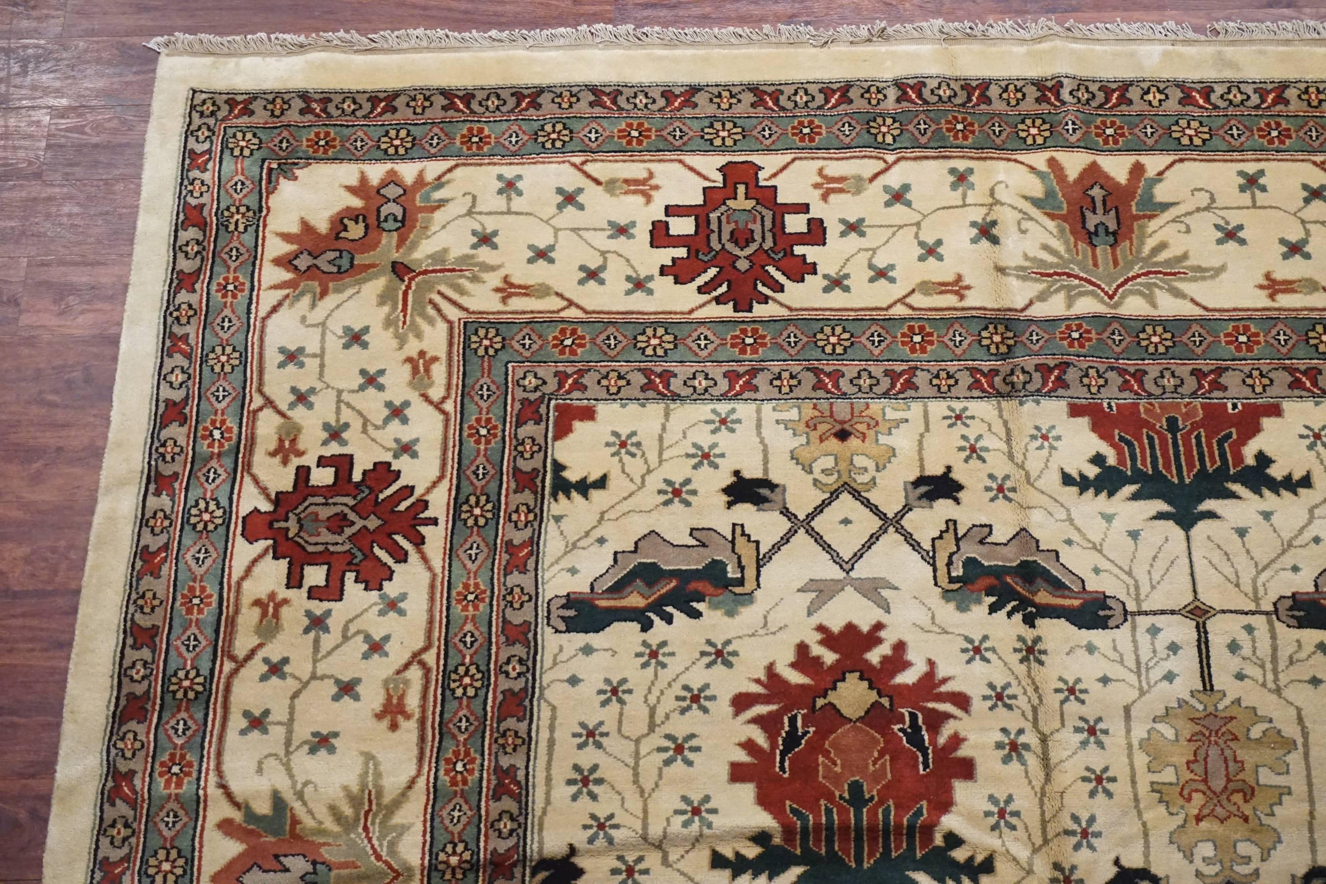 Late 20th Century Art & Craft Hand-Knotted Wool Area Rug For Sale