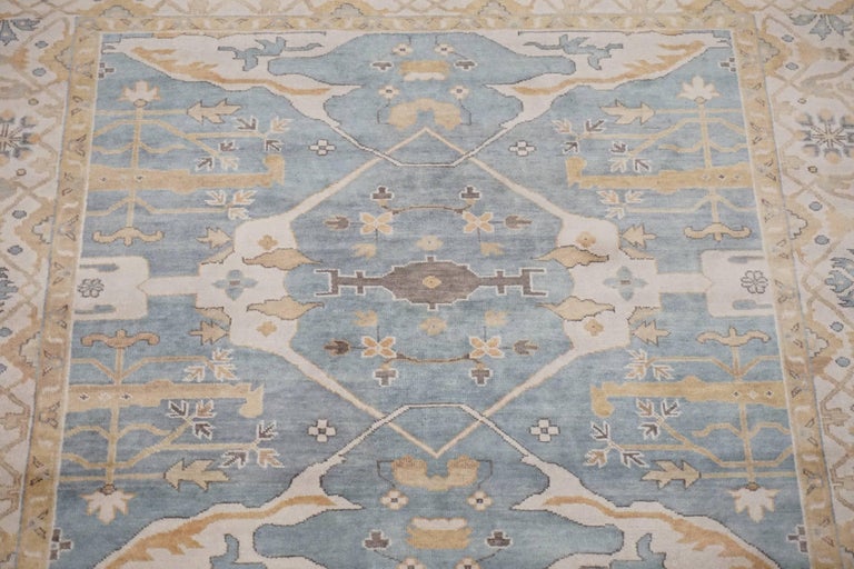 LightBlue Square Oushak Design Rug For Sale at 1stdibs