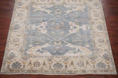 Square Light-Blue Oushak Area Rug