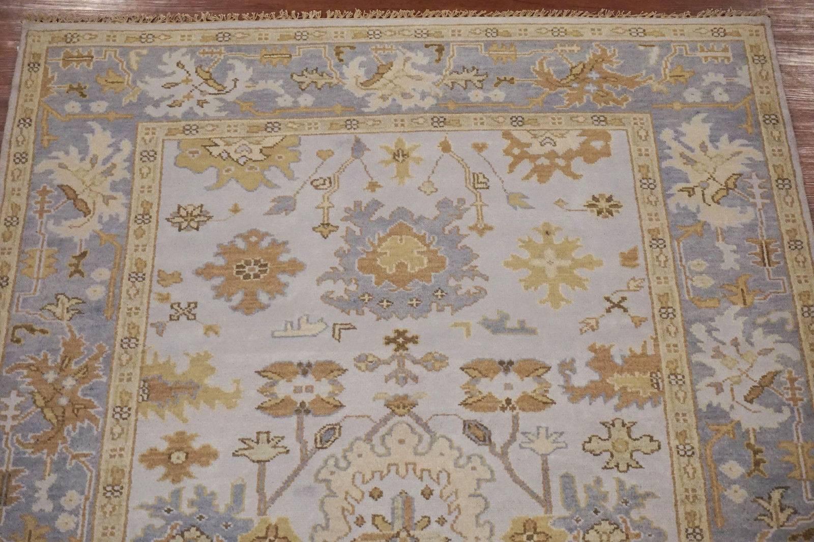 Hand-Knotted Cream Wide Oushak Gallery Runner For Sale