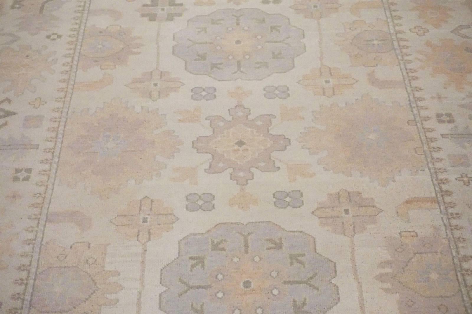 Indian Beige Oushak Gallery Runner For Sale