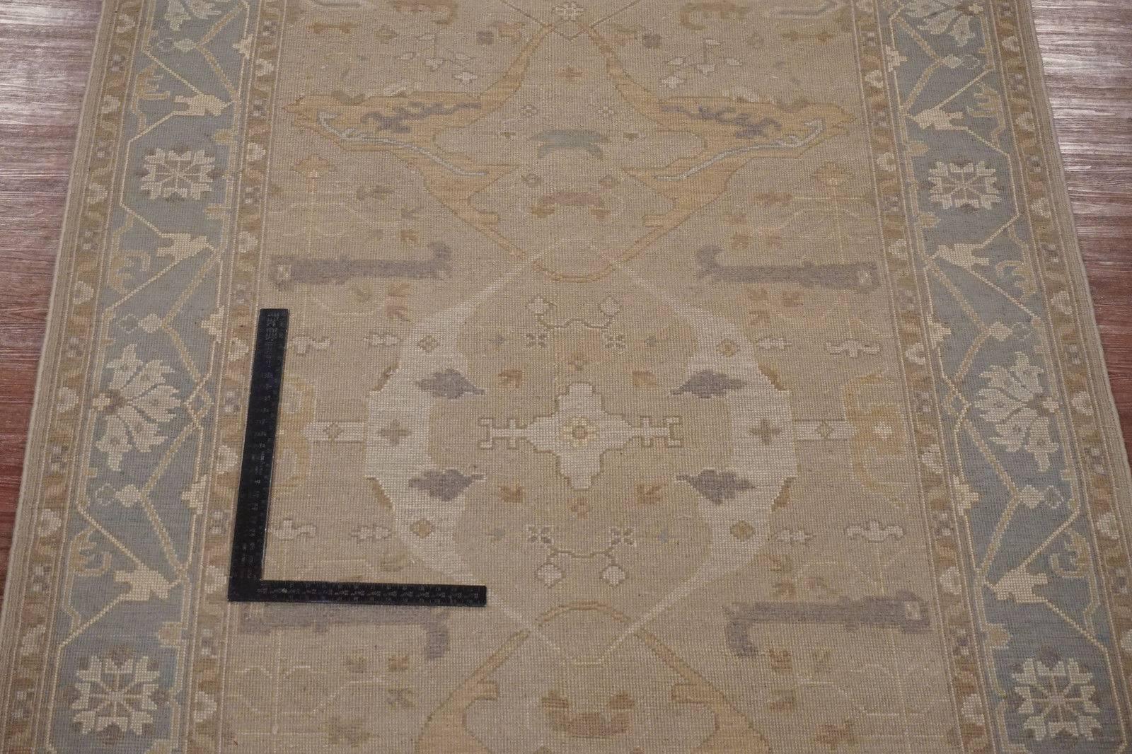 Contemporary Wide Oushak Gallery Runner For Sale