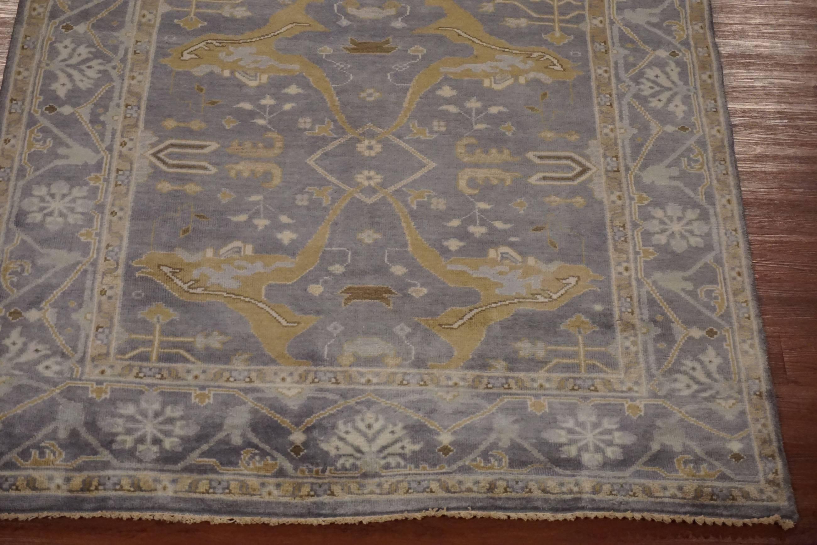 Hand-Knotted Turkish Style Wide Oushak Gallery Runner For Sale