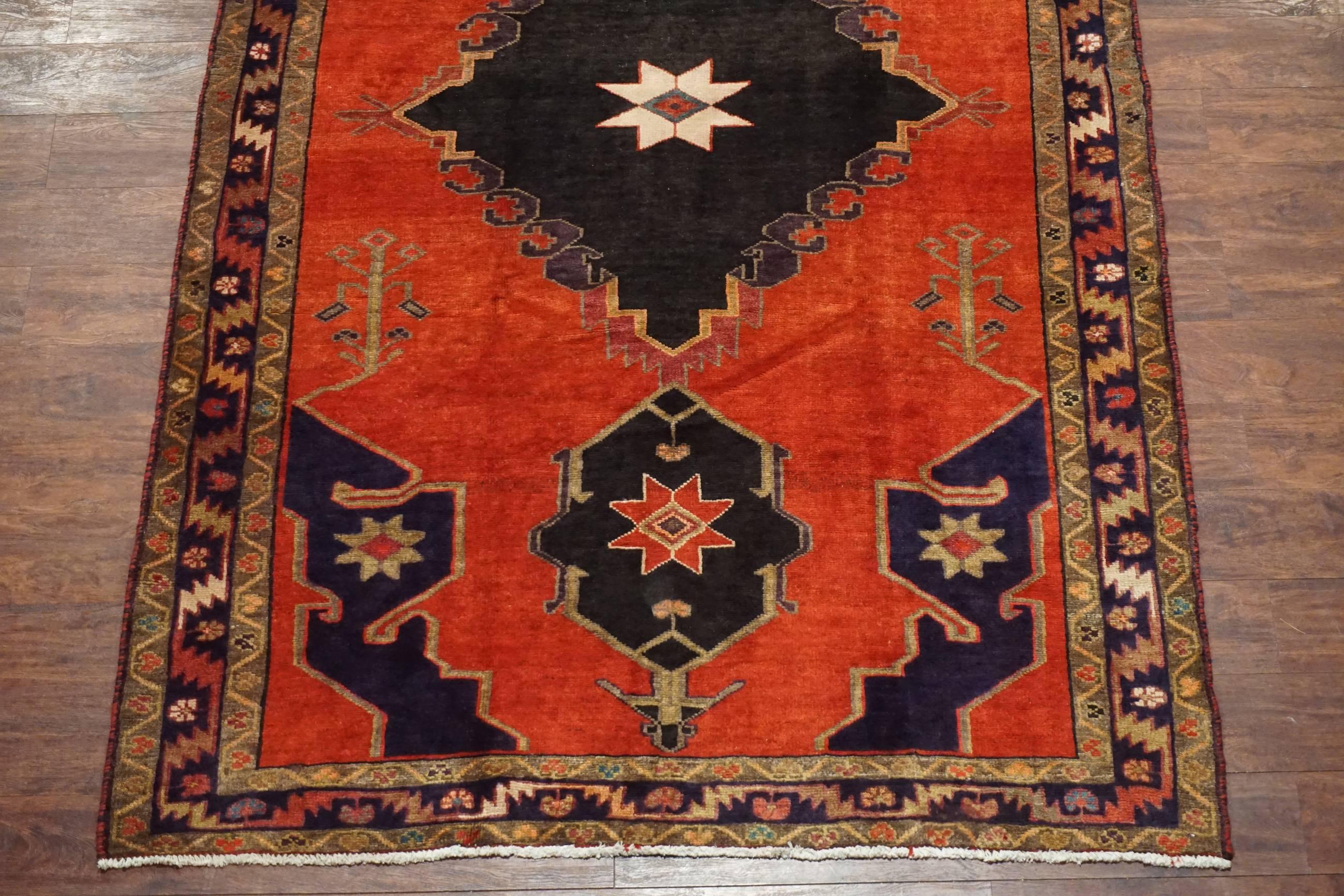 Hand-Knotted Red Serapi Heriz Gallery Runner For Sale