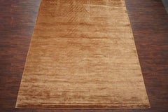 Solid Contemporary Bamboo Silk Rug with Sculpted Design