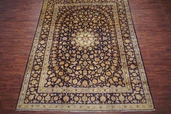 Blue Persian Kashan Area Rug, circa 1940