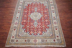 Red Wool and Silk Persian Naein Area Rug