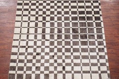 Contemporary Bamboo Silk Rug with Checkered Design