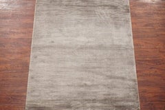 Solid Bamboo Silk Area Rug with Striped Design