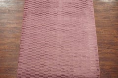 Solid Bamboo Silk Area Rug with Checkered Design