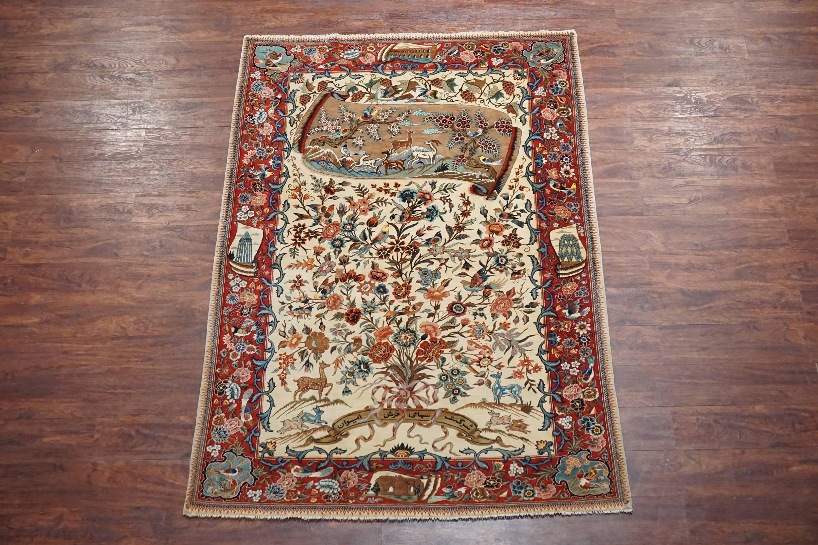 Rare 4X7 antique pure silk Persian Farahan inscribed 