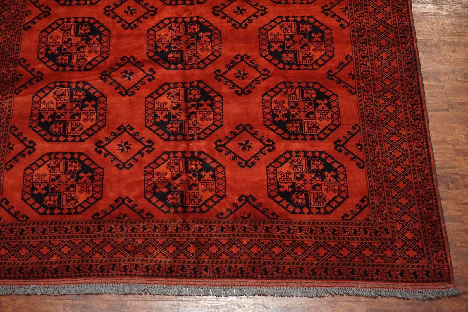Hand-Knotted Afghan Turkoman Bukhara Khal Mohamadi Rug For Sale