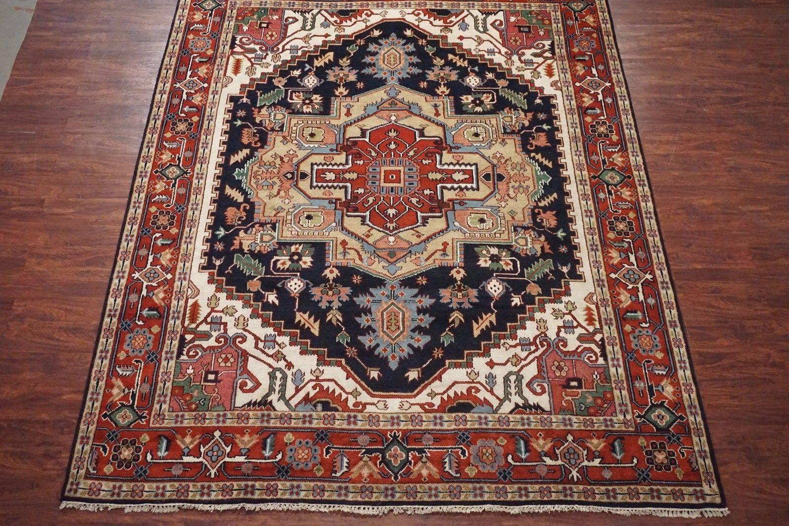 Dark-blue vegetable dyed wool Serapi rug

2015

Measures: 9'1