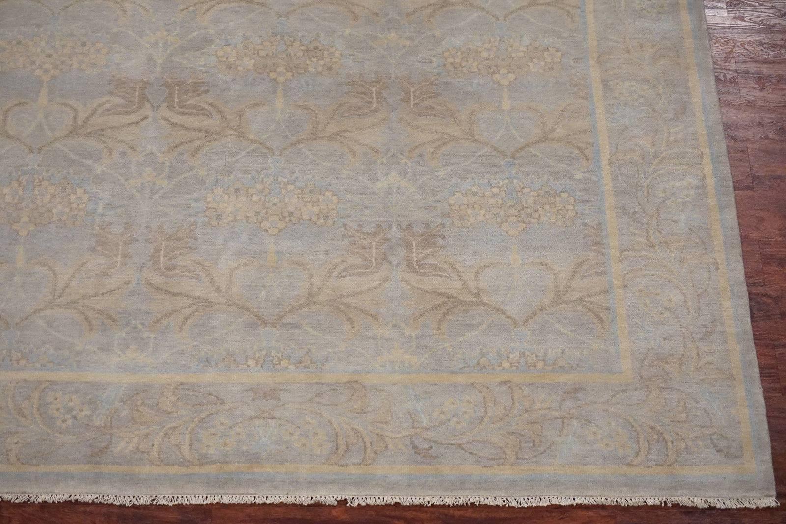 Hand-Knotted Gray William Morris Inspired Rug For Sale