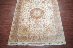 Signed Wool and Silk Persian Tabriz Rug, 60 Raj