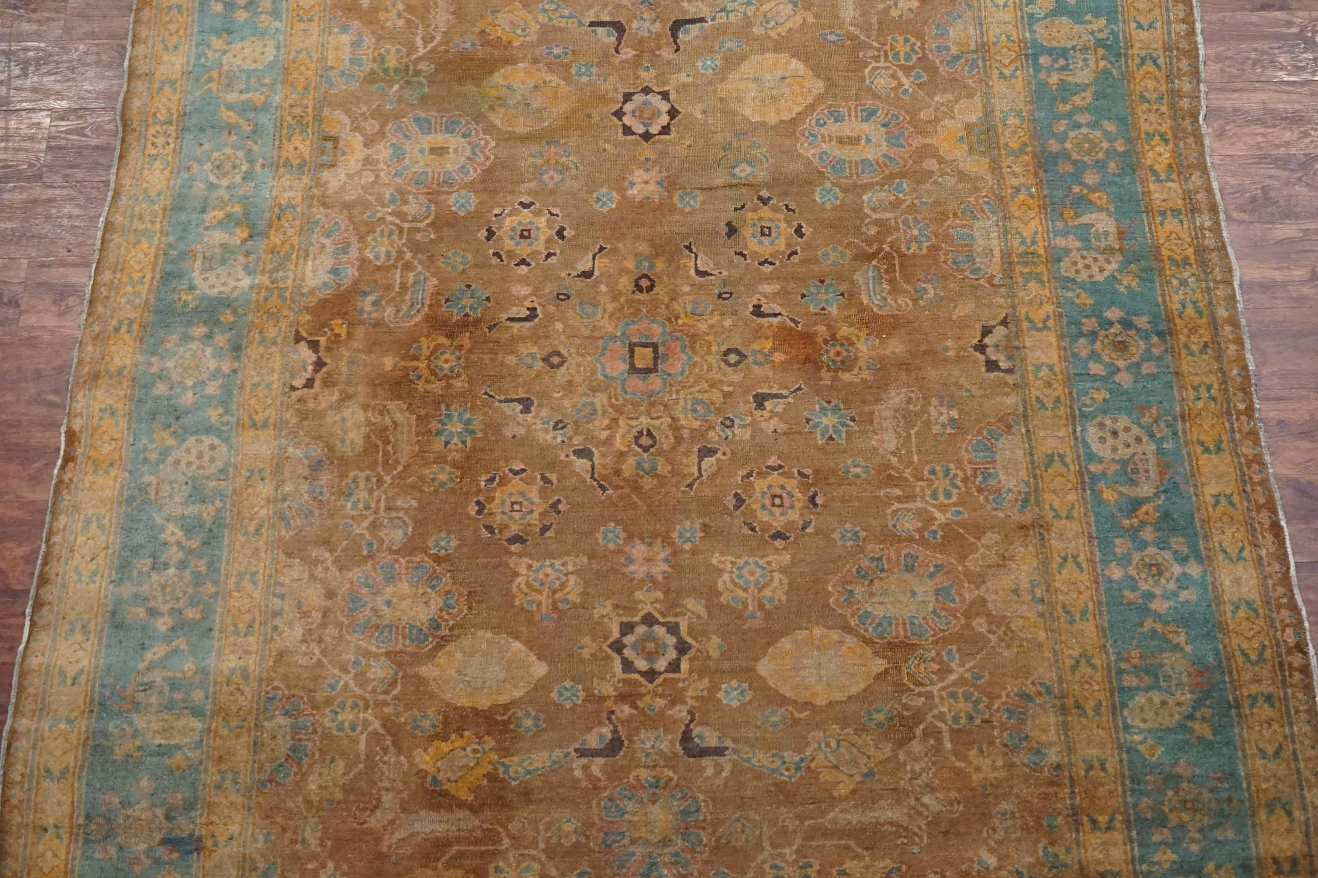 Brown Indian Agra Rug, circa 1890 In Good Condition For Sale In Northridge, CA