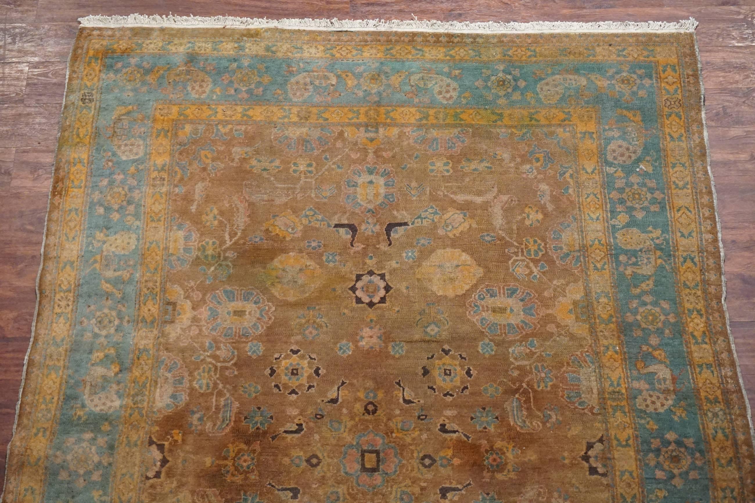 20th Century Brown Indian Agra Rug, circa 1890 For Sale