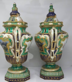 Pair of 19th Century French Provincial Sever Vases