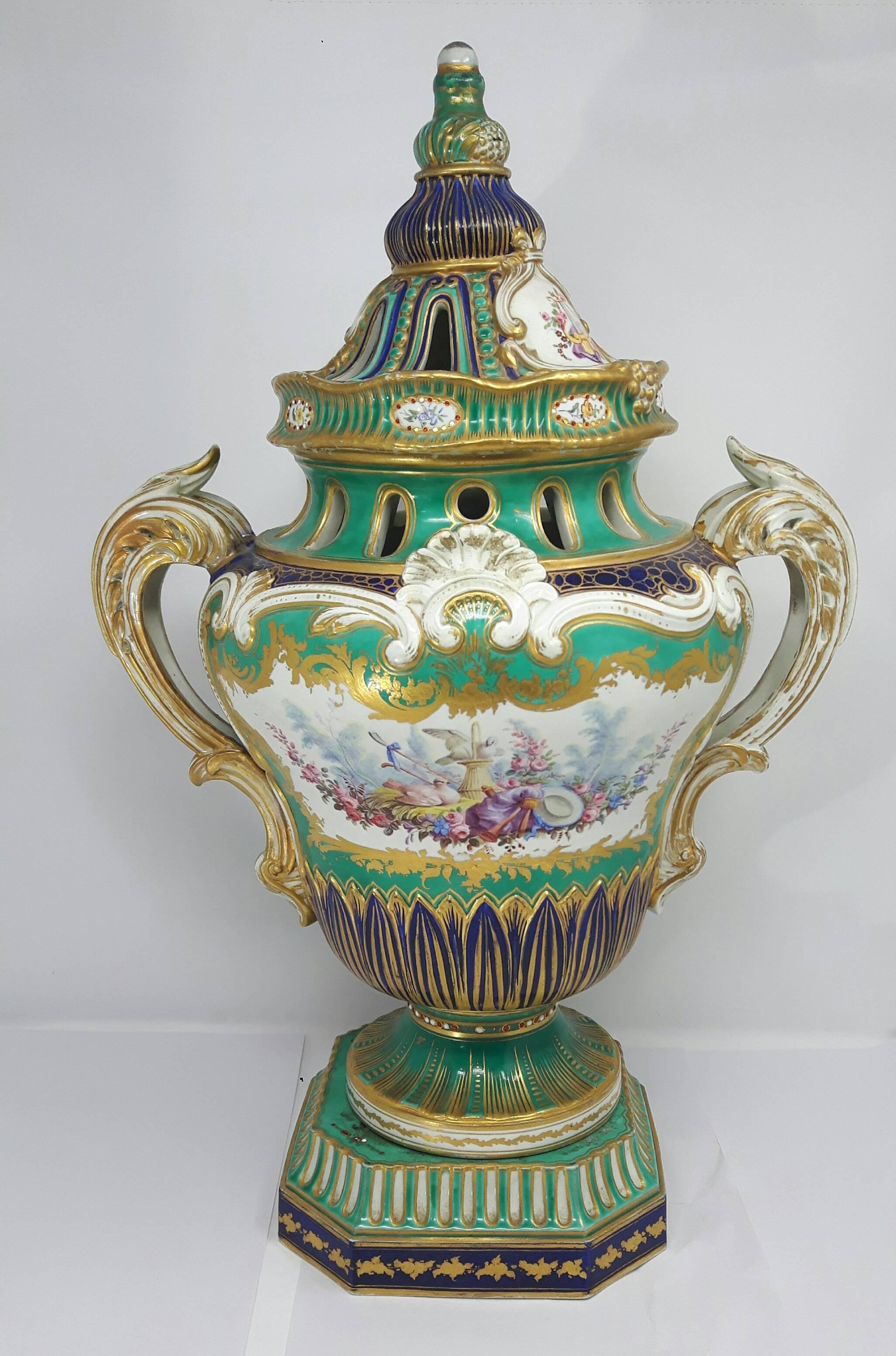Pair of 19th Century French Provincial Sever Vases In Good Condition For Sale In London, GB