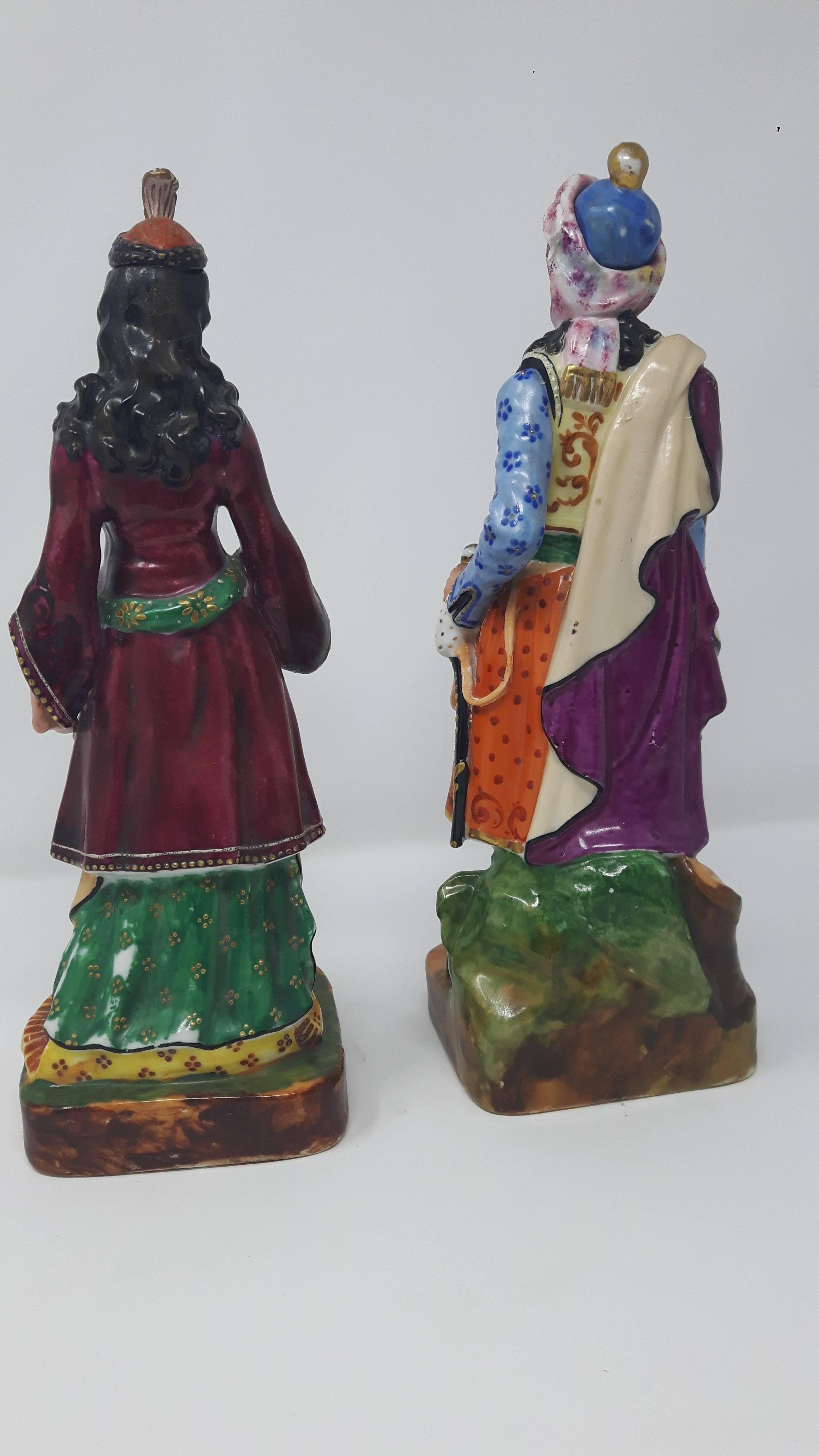 French Pair of 19th Century Porcelain Ottaman Figures For Sale
