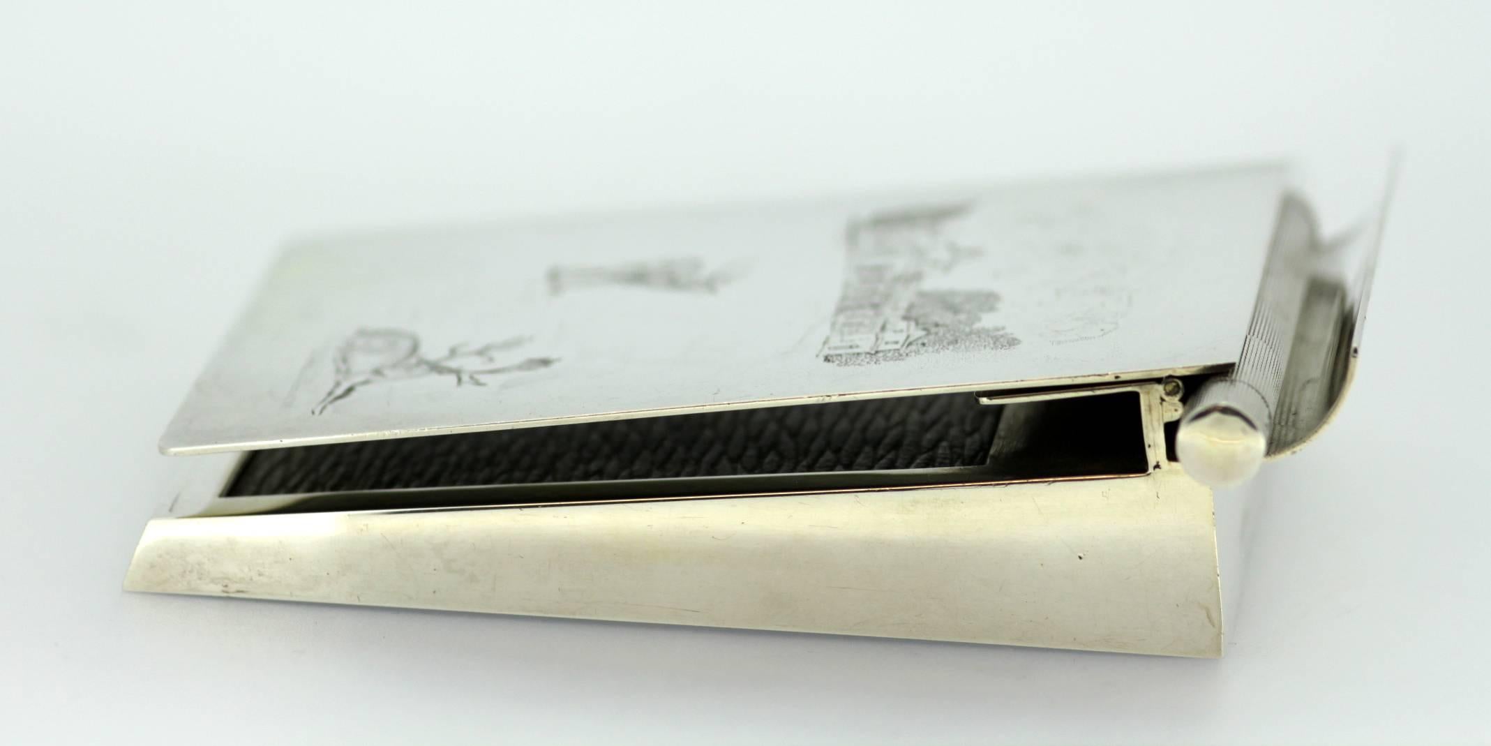 Great Britain (UK) Silver Notepad and Pen, Asprey & Co, Engraved By J.Purdey & Sons, London 1960