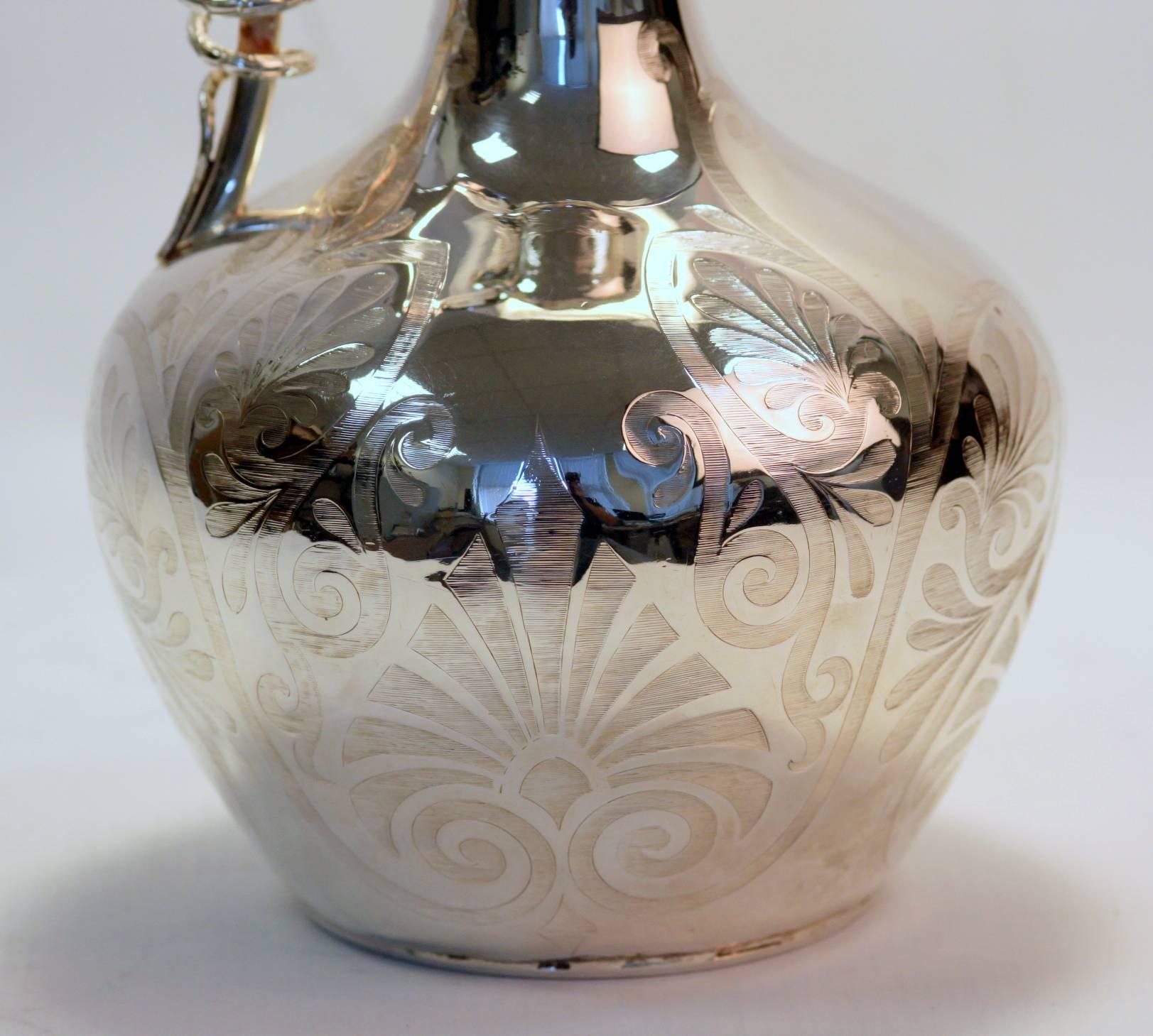 Victorian Solid Silver Wine Jug A B Savory & Sons, London, 1855 1