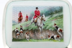 German Silver "Hunting Scene" Enamel Cigarette Box, circa 1930s