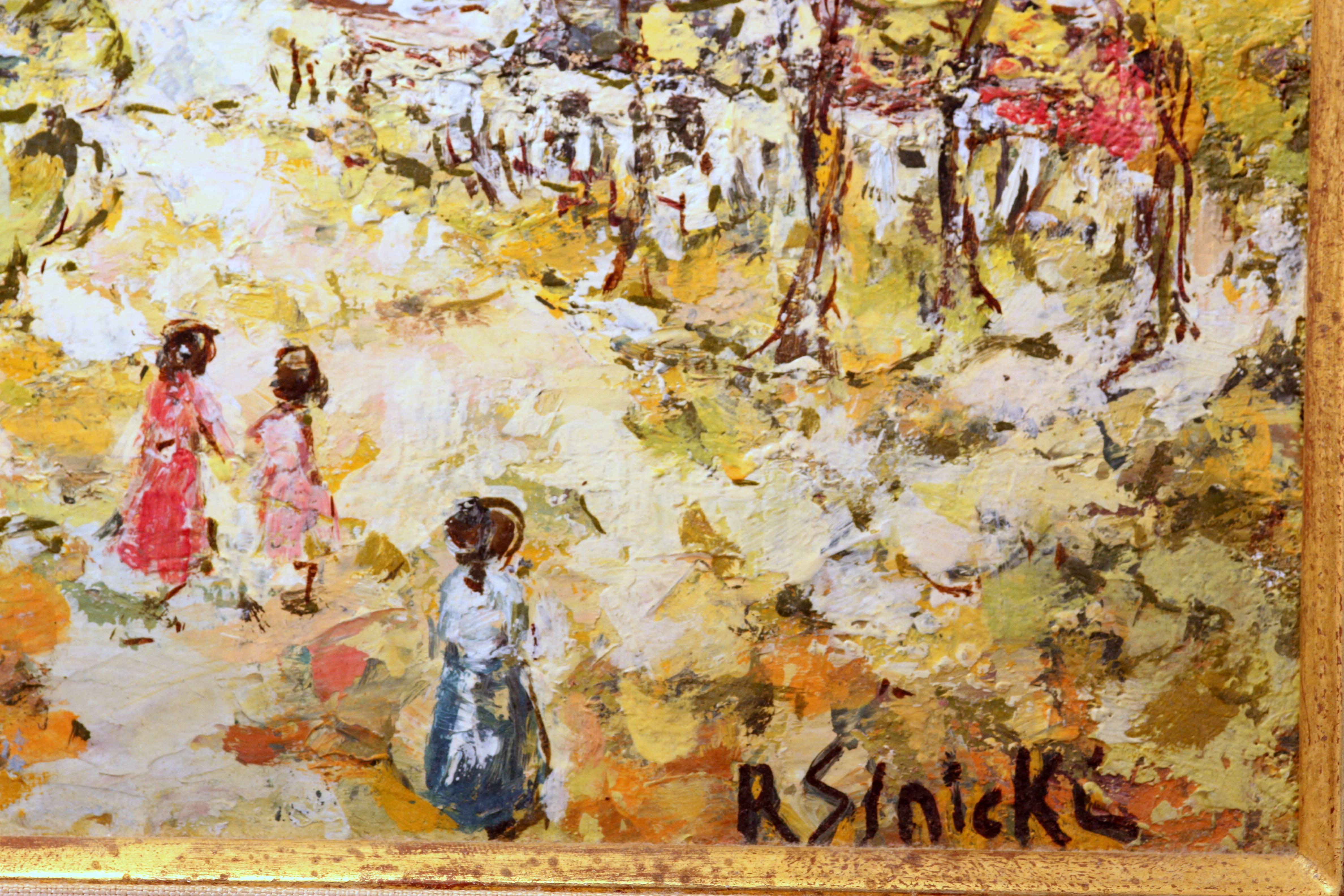 Canvas Oil on Board French / Russian Painting Signed by René Sinicki, circa 1970