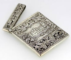 Victorian Silver Card Case Depicting Kenilworth Castle, Nathaniel Mills, 1838