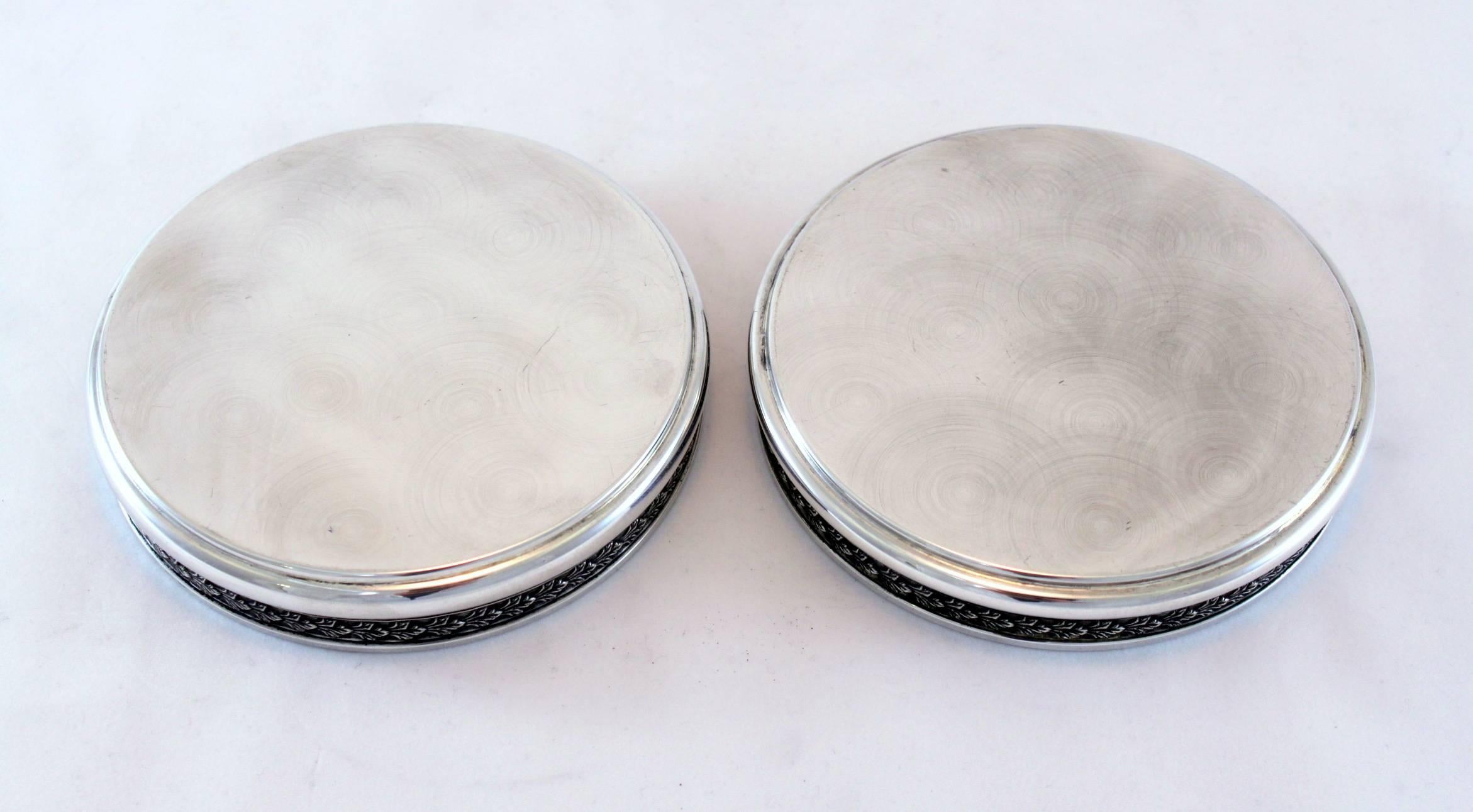 Early 20th Century Pair of Silver Wine Coasters, by Fatto Amano, Italy, circa 1900