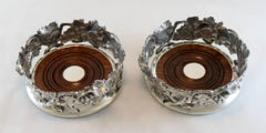 Victorian Silver Plate Leaf Decorated Pair of Wine Coasters, circa 1880