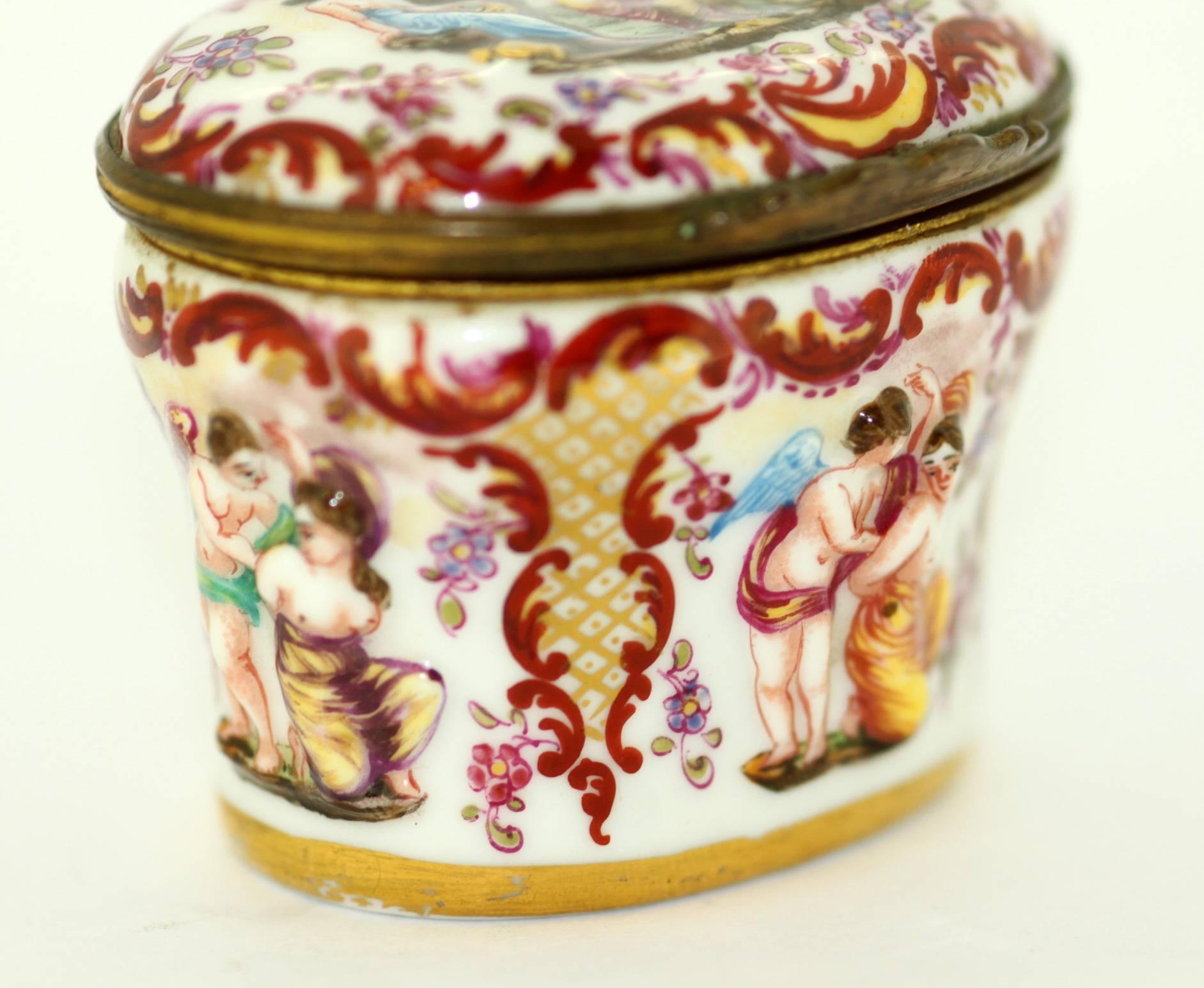 Erotica Porcelain Jar With Lid By Carl Thieme of Potschappel, Germany, c. 1890s. 2