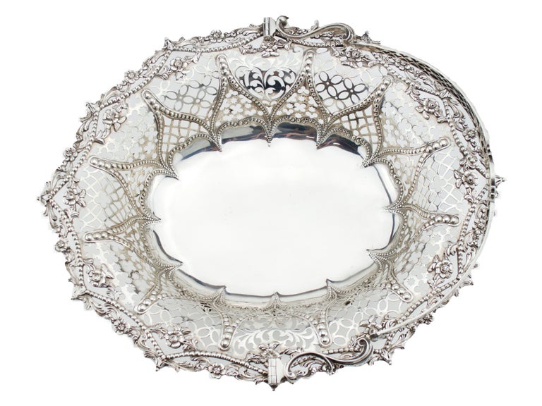 Antique Victorian sterling silver bread basket or fruit dish, London 1856 at 1stDibs