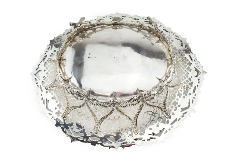 Antique Victorian sterling silver bread basket or fruit dish, London 1856 at 1stDibs