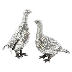 Patrick Mavros an Impressive Pair of Sterling Silver Bird Figurines