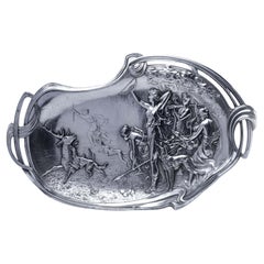 WMF Art Nouveau Silver-Plated Platter of Diana the Huntress, c.1900