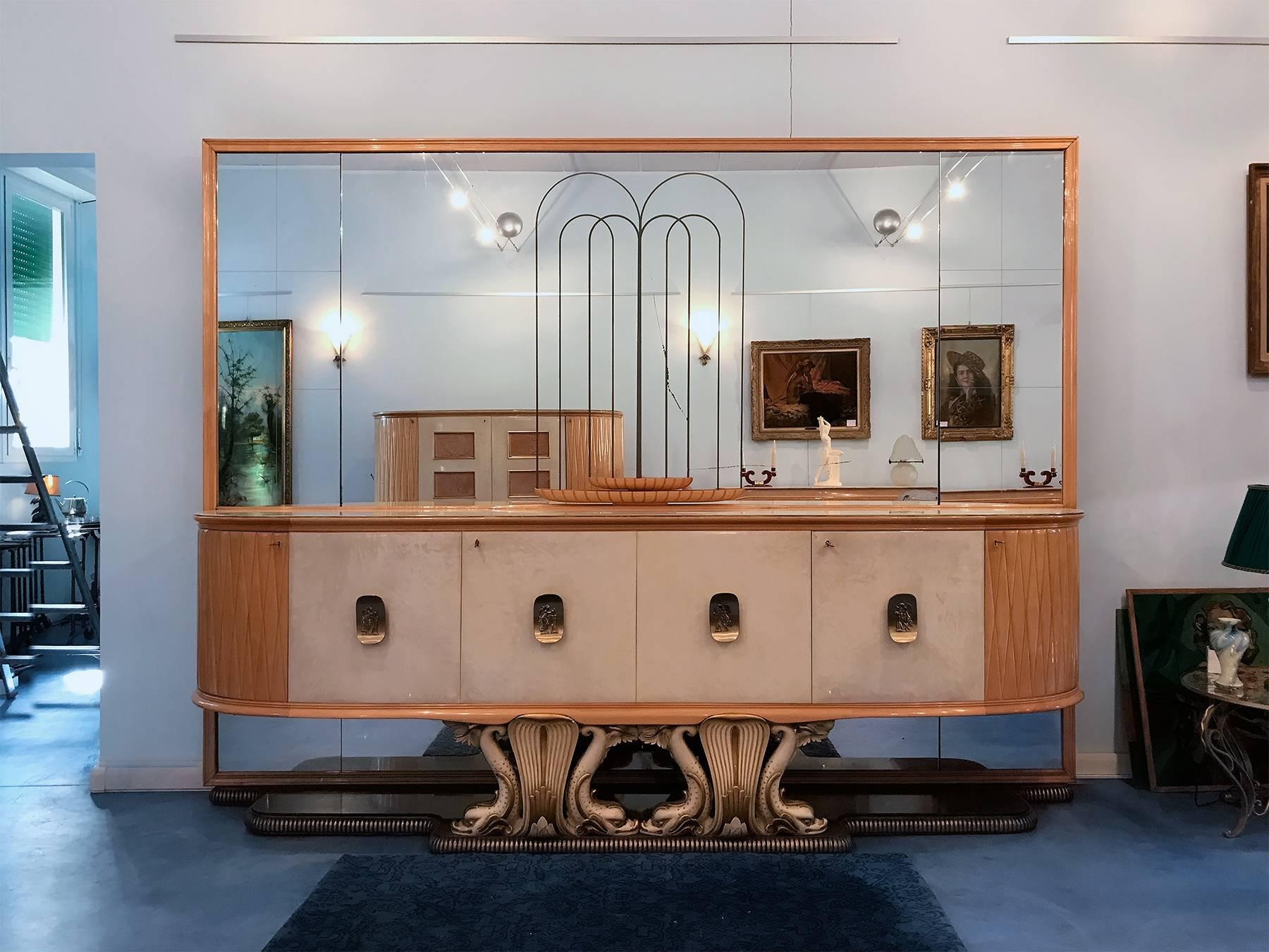 Mid-Century Modern Italian Mid-Century Mirrored Sideboard by Osvaldo Borsani, 1940s