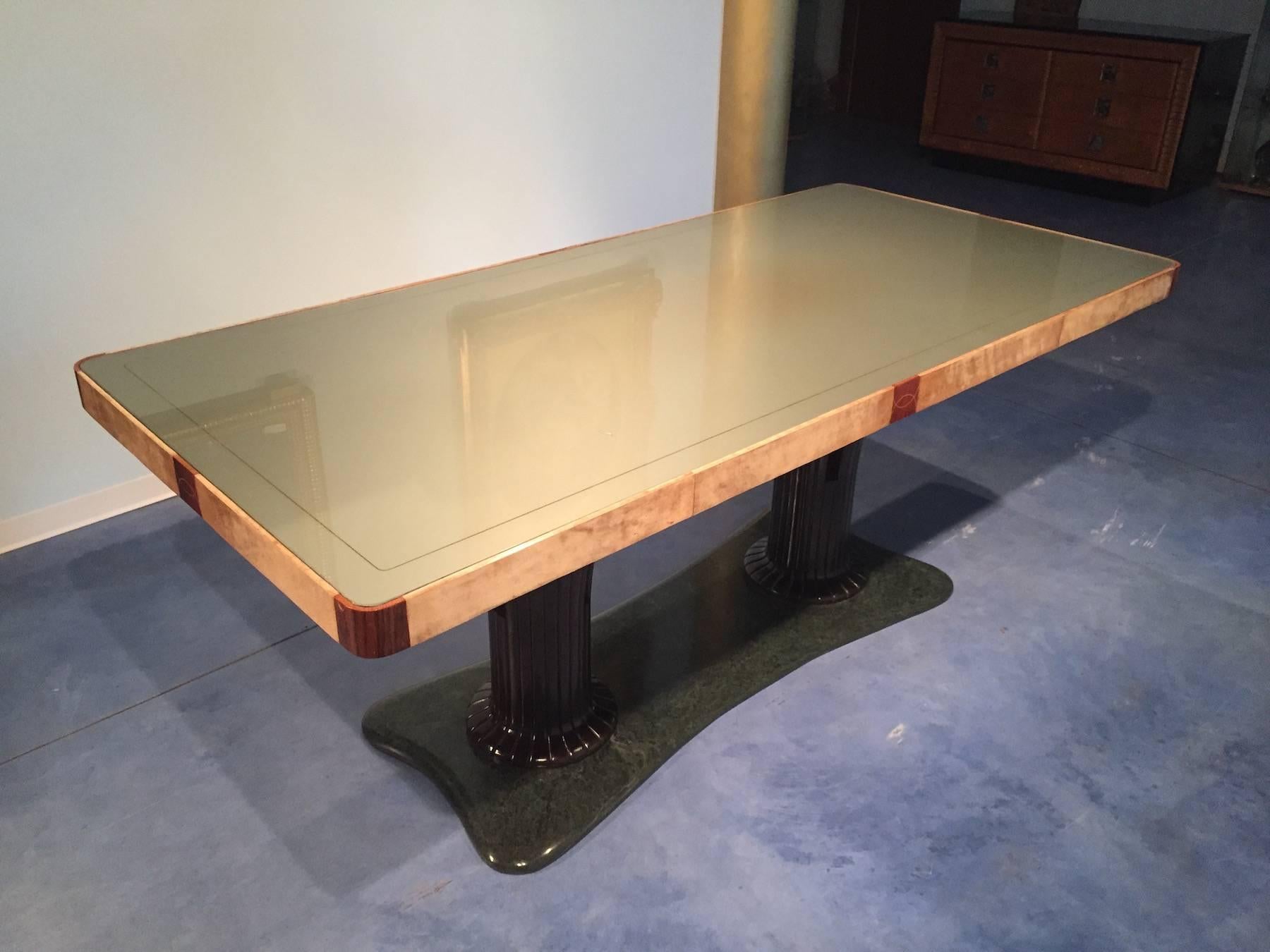 Marble Italian Parchment Dining Table by La Permanente Mobili Cantú, 1950s