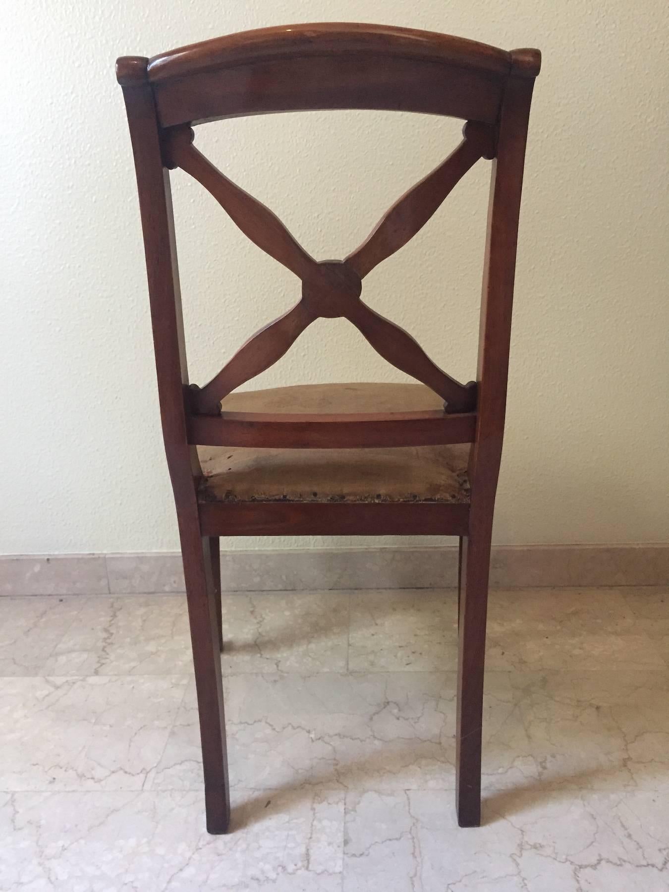 Empire-Restauration Walnut Chairs, France, 1820 For Sale 2